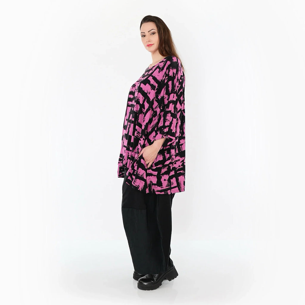 AKH Fashion 7116 Grand T-shirt, Fuchsia-Noir