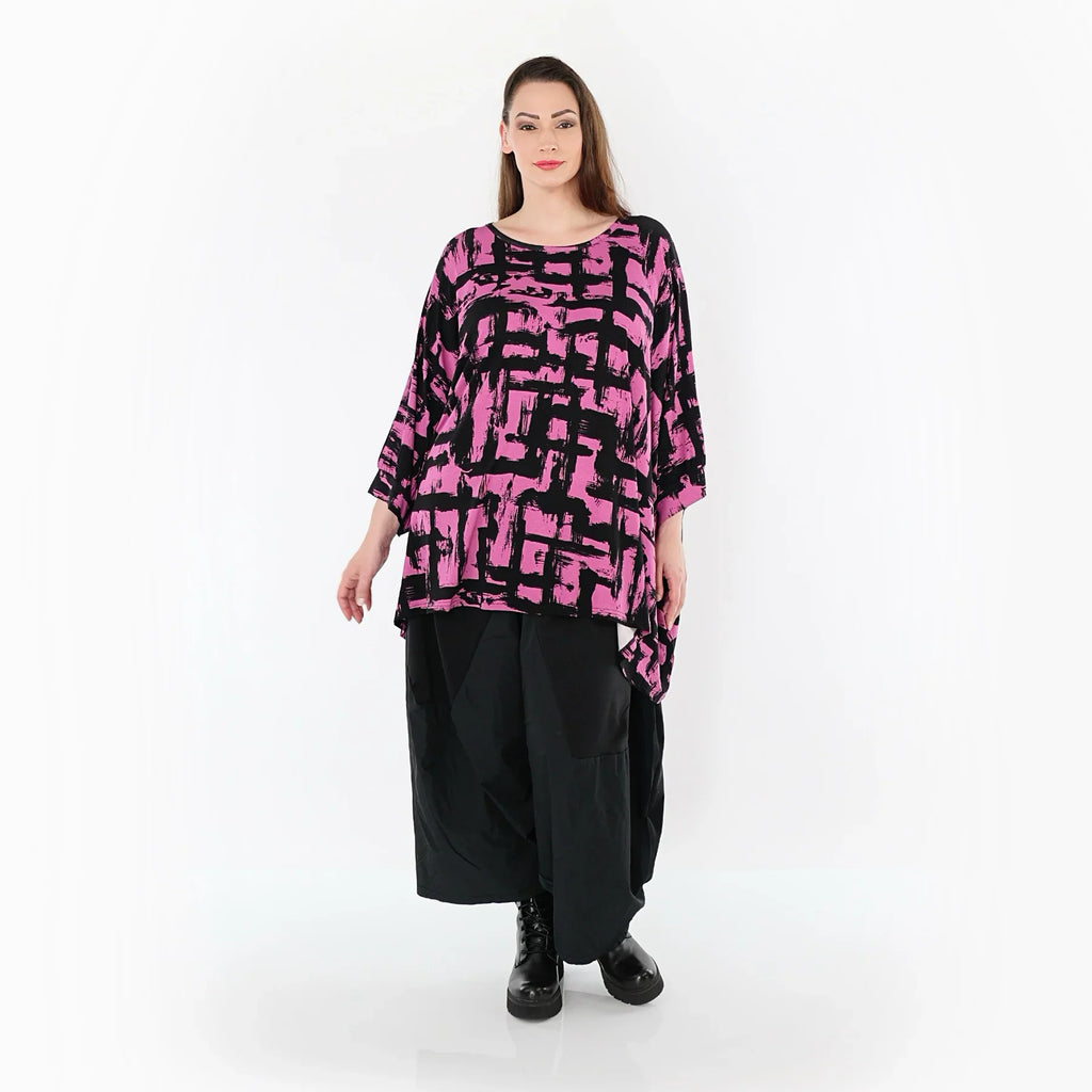 AKH Fashion 7116 Grand T-shirt, Fuchsia-Noir