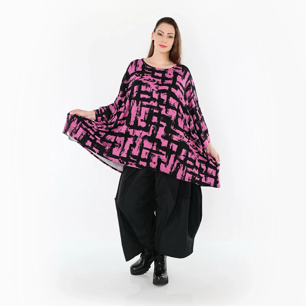 AKH Fashion 7116 Grand T-shirt, Fuchsia-Noir