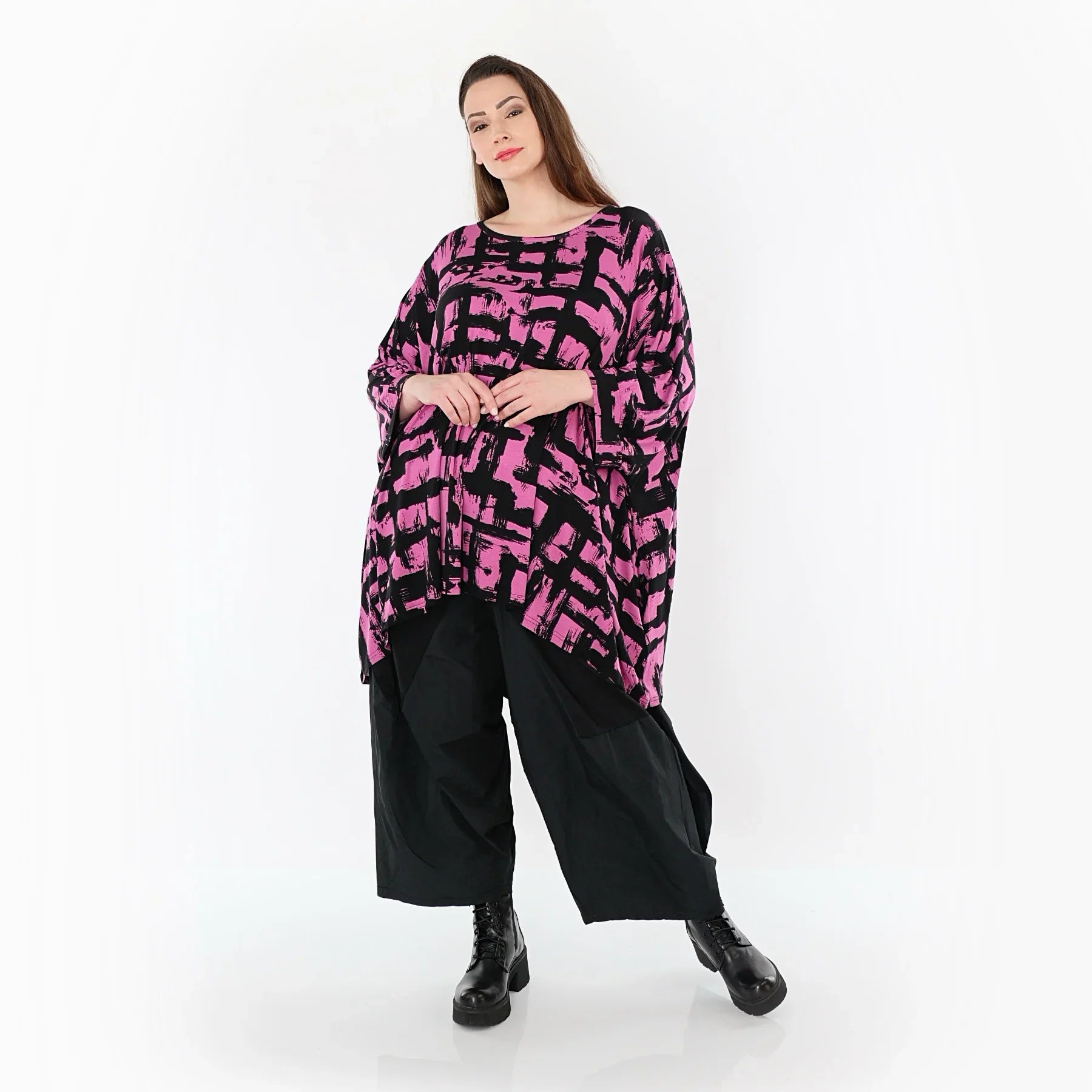 AKH Fashion 7116 Grand T-shirt, Fuchsia-Noir