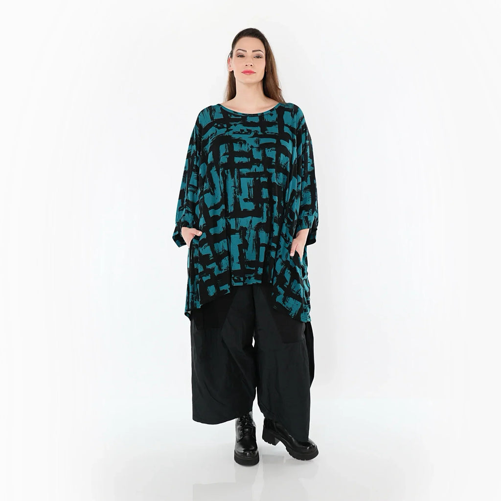 AKH Fashion 7116 grand t-shirt, pétrole-noir