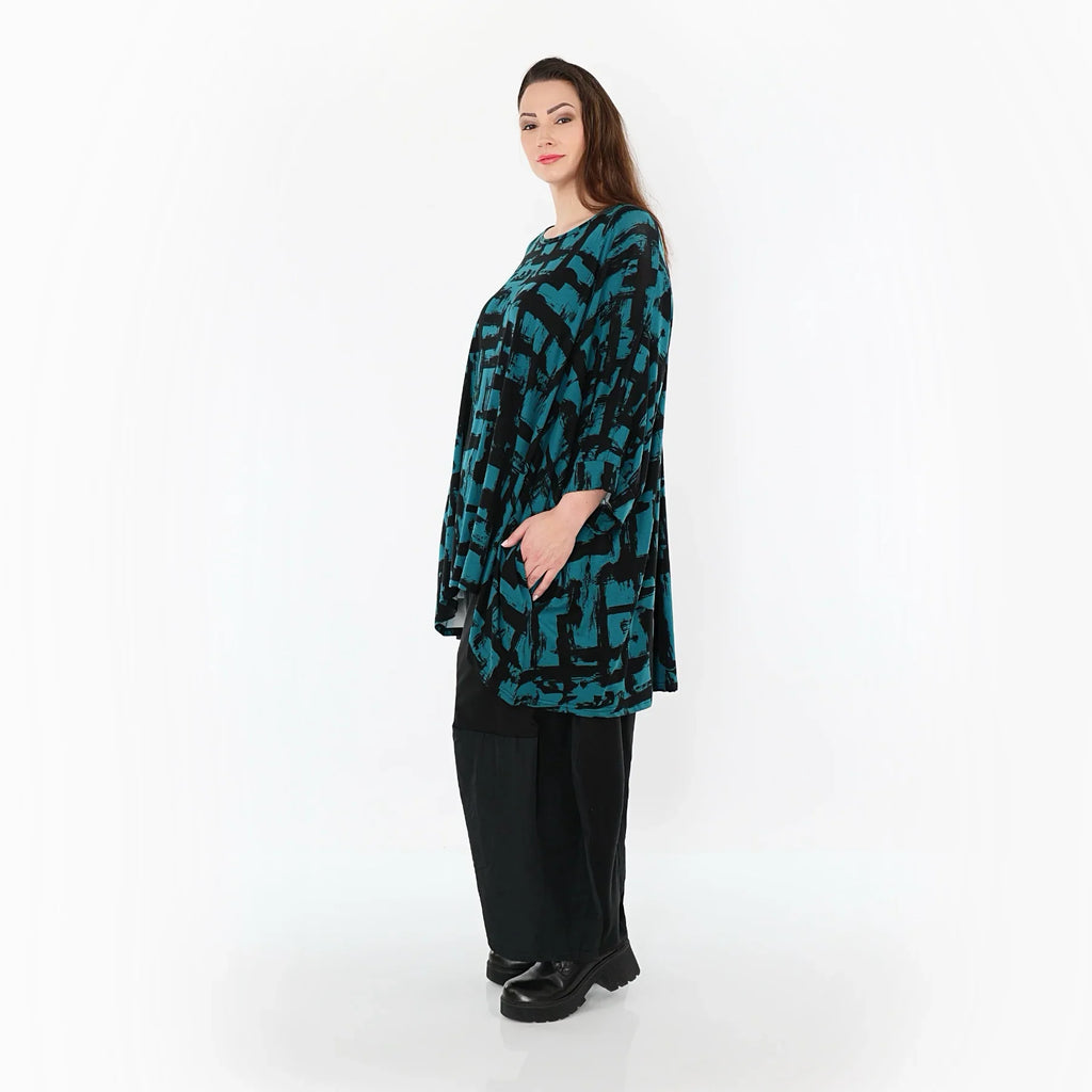 AKH Fashion 7116 grand t-shirt, pétrole-noir