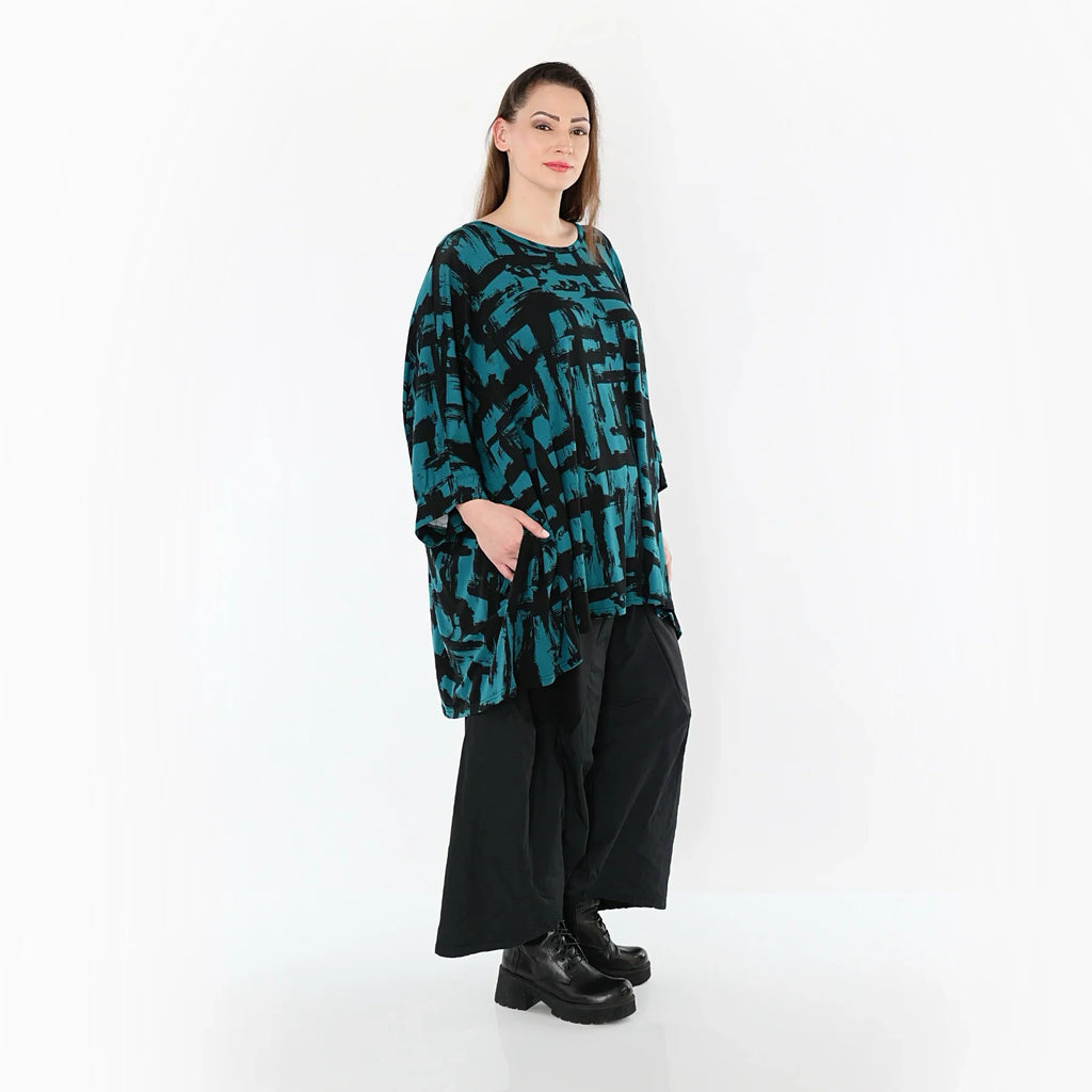 AKH Fashion 7116 grand t-shirt, pétrole-noir