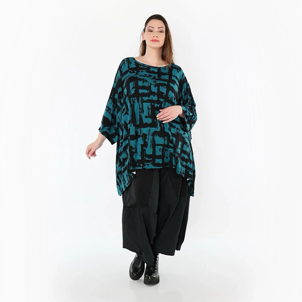 AKH Fashion 7116 grand t-shirt, pétrole-noir