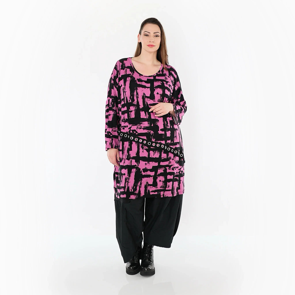 AKH Fashion 7126 Big Shirt, Fuchsia-Black