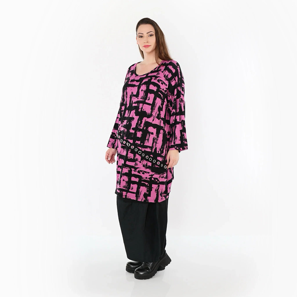 AKH Fashion 7126 Big Shirt, Fuchsia-Black