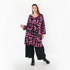 AKH Fashion 7126 Big Shirt, Fuchsia-Black