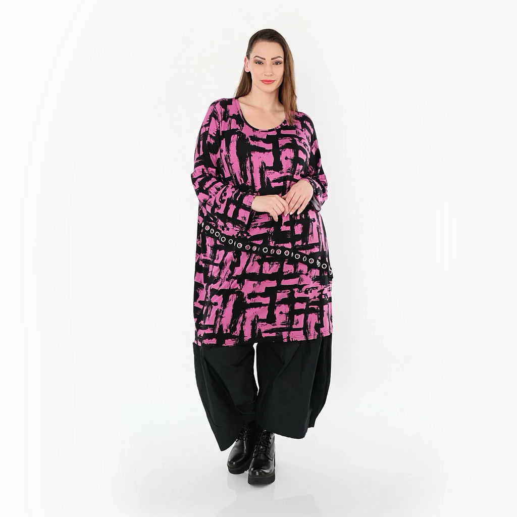 AKH Fashion 7126 Big Shirt, Fuchsia-Black