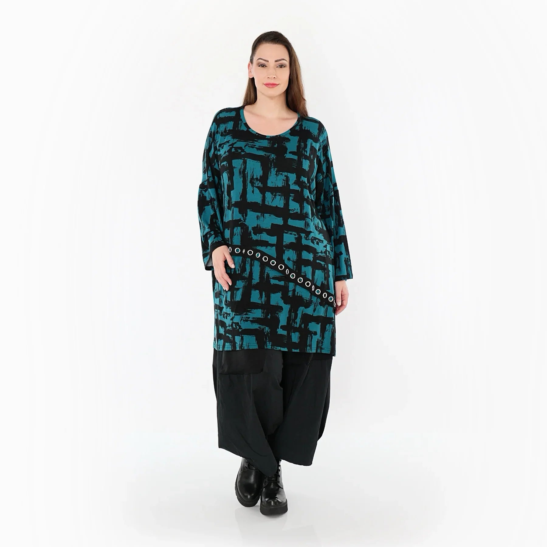 AKH Fashion 7126 Grande chemise, pétrole-noir