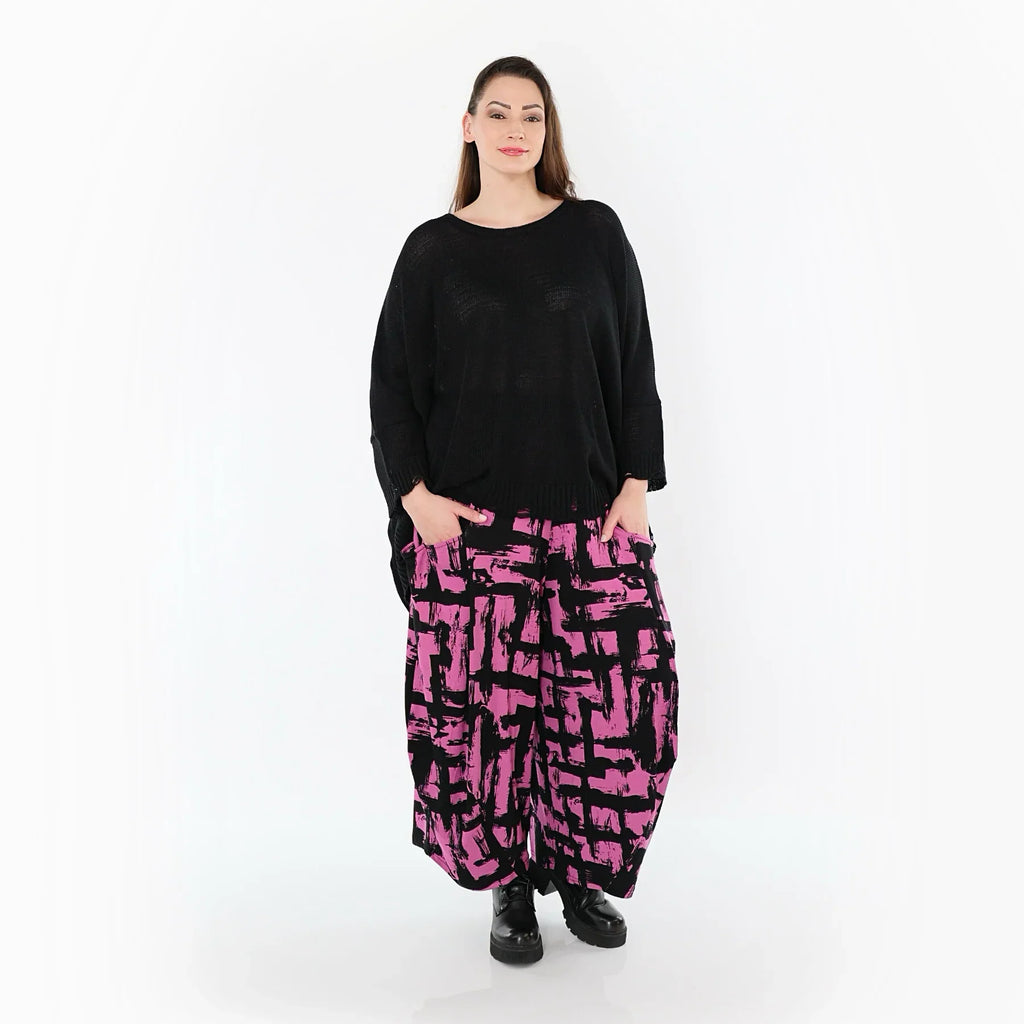 AKH Fashion 8069 Pantalon, Fuchsia-Noir