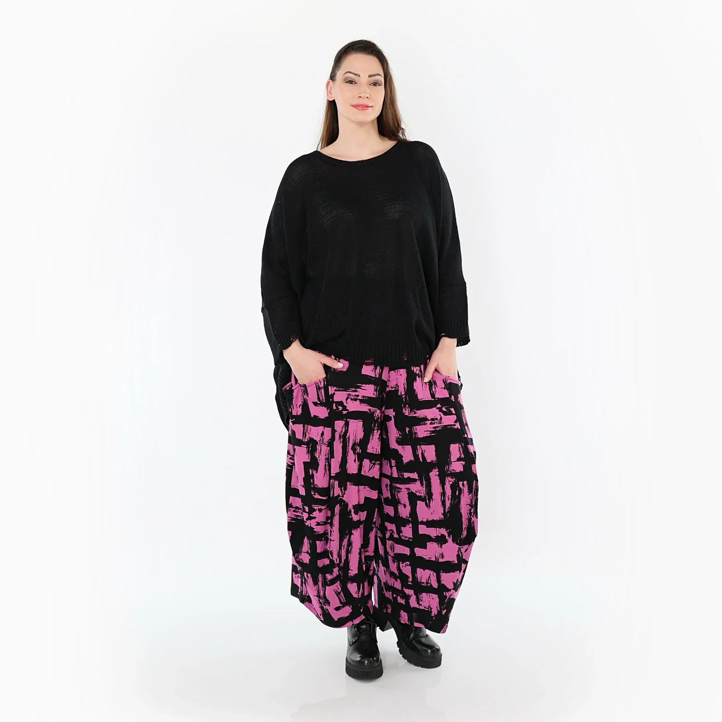 AKH Fashion 8069 Hose, Fuchsia-Schwarz