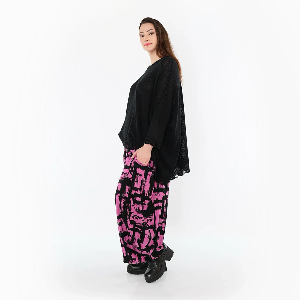 AKH Fashion 8069 Pantalon, Fuchsia-Noir