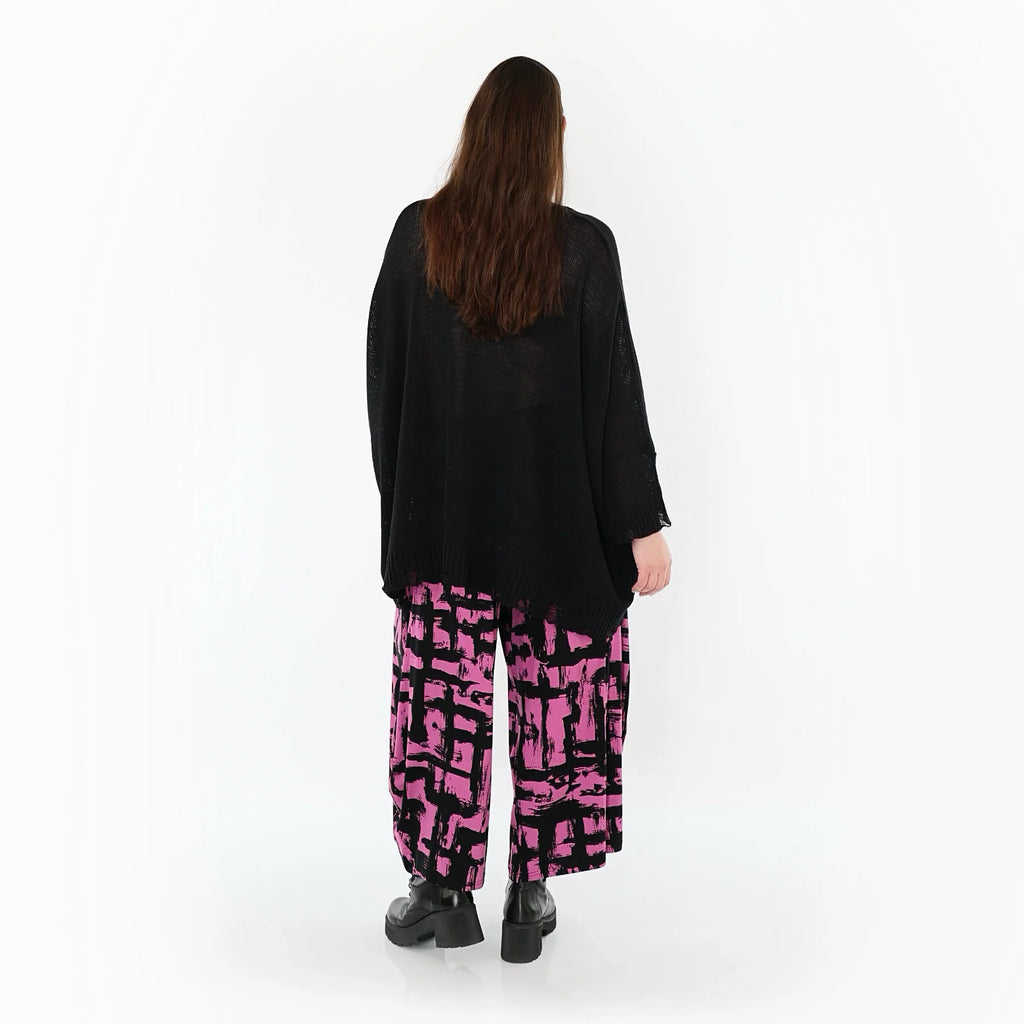 AKH Fashion 8069 Pantalon, Fuchsia-Noir