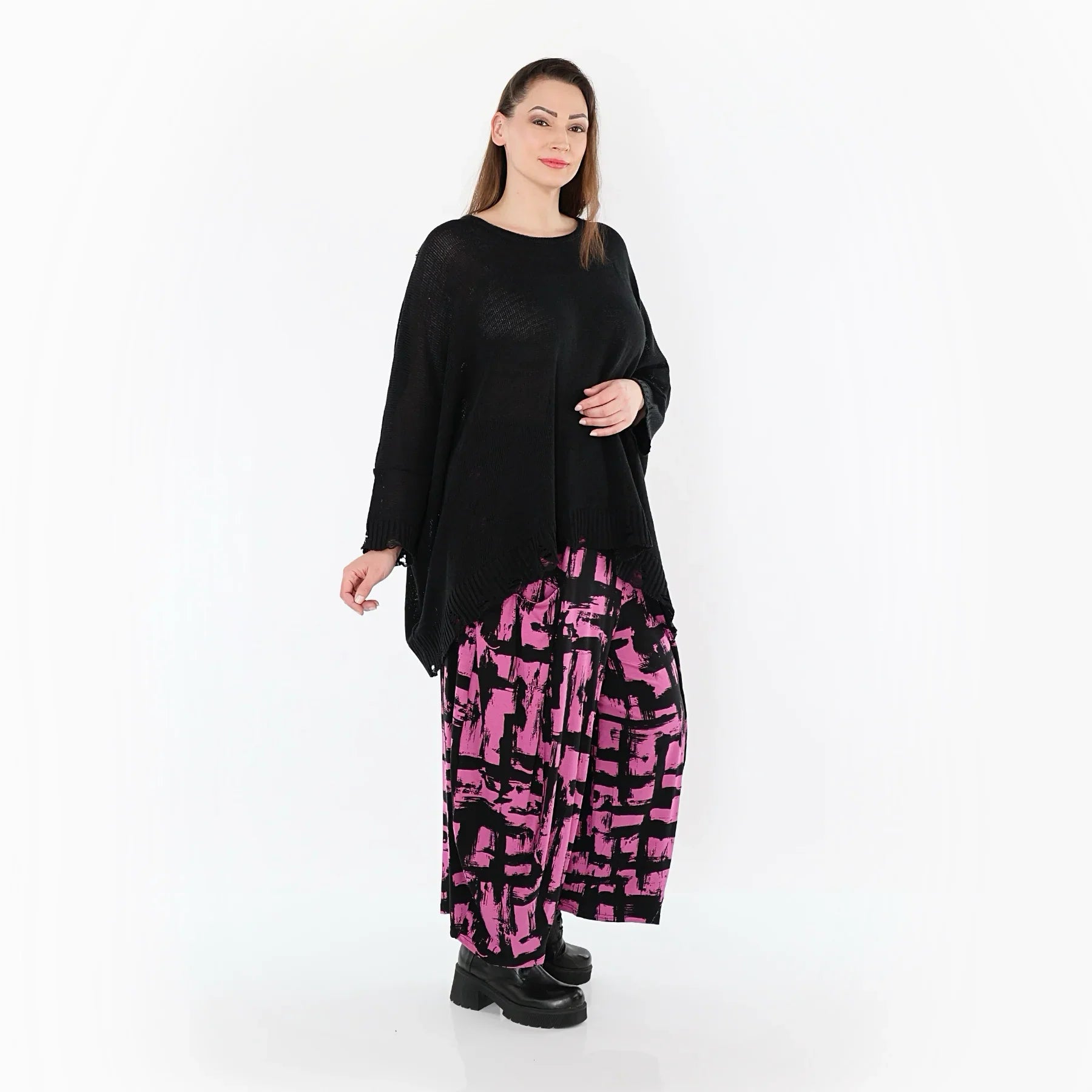 AKH Fashion 8069 Pantalon, Fuchsia-Noir