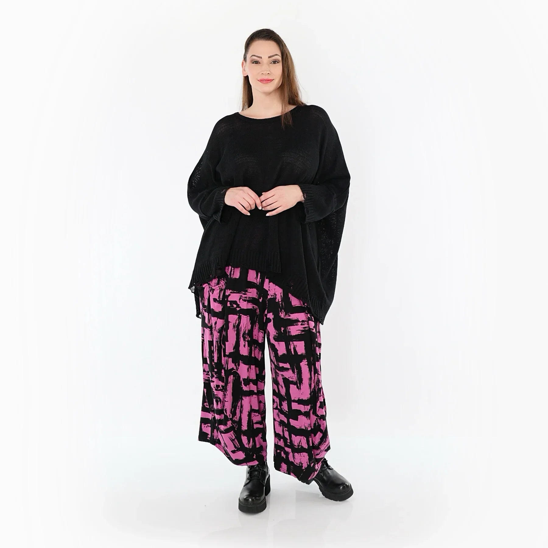 AKH Fashion 8069 Pantalon, Fuchsia-Noir