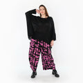 AKH Fashion 8069 Pantalon, Fuchsia-Noir