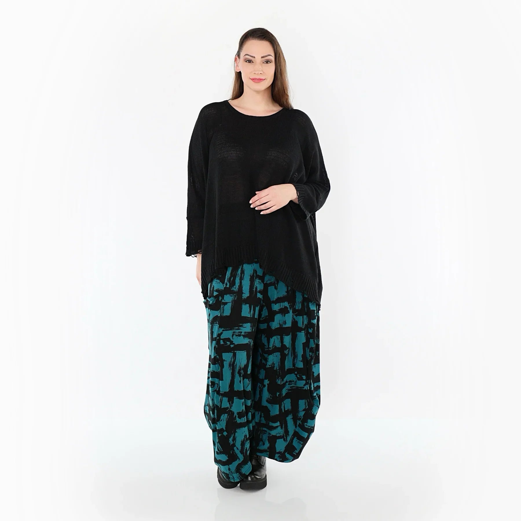 AKH Fashion 8069 Pantalon, Pétrole-Noir