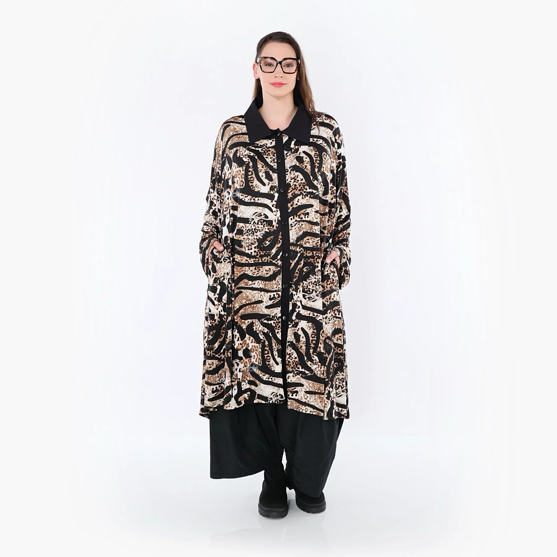 AKH Fashion 7131 Blouse, Noir-Cognac-Blanc