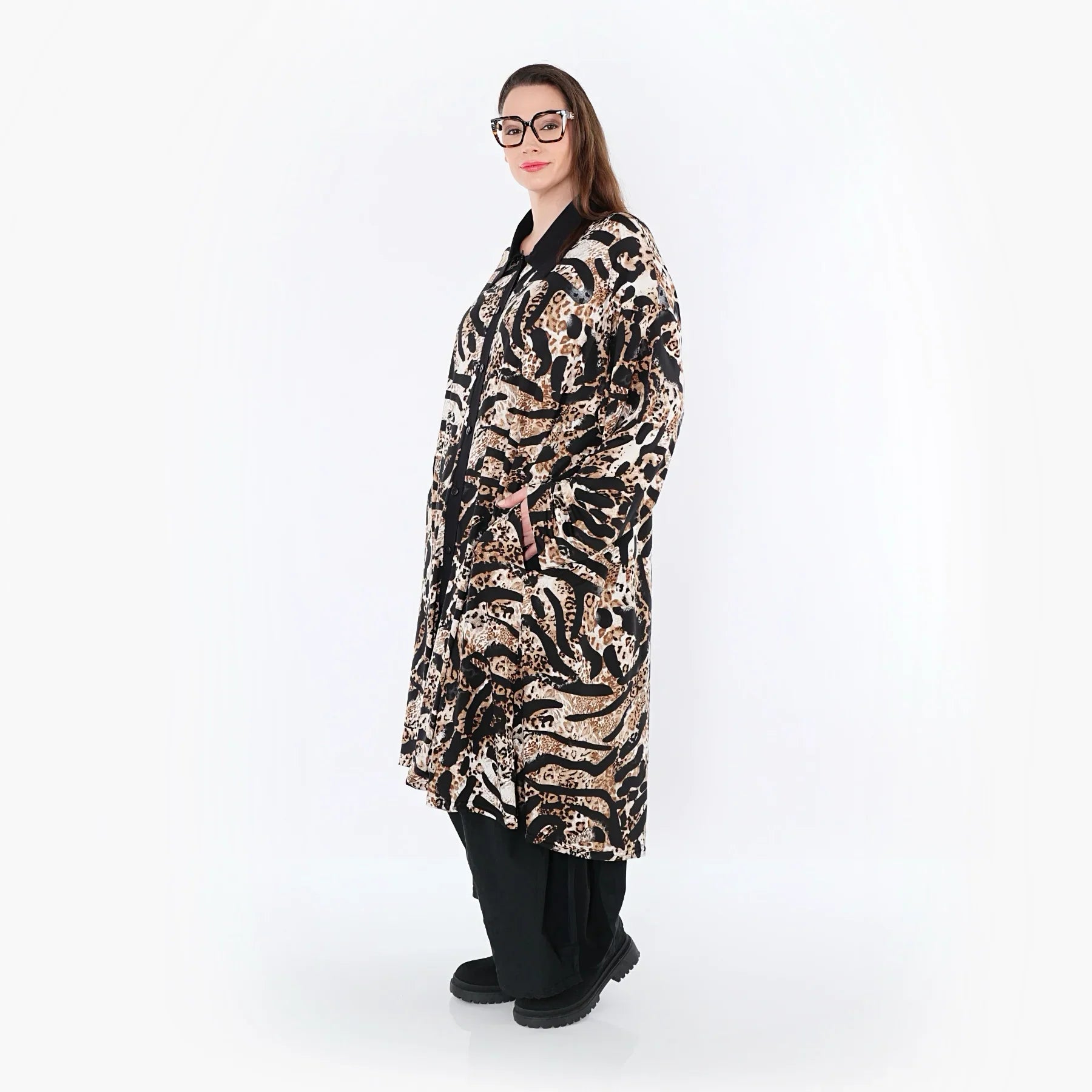 AKH Fashion 7131 Blouse, Noir-Cognac-Blanc