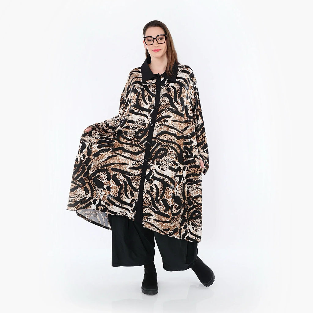 AKH Fashion 7131 Blouse, Noir-Cognac-Blanc