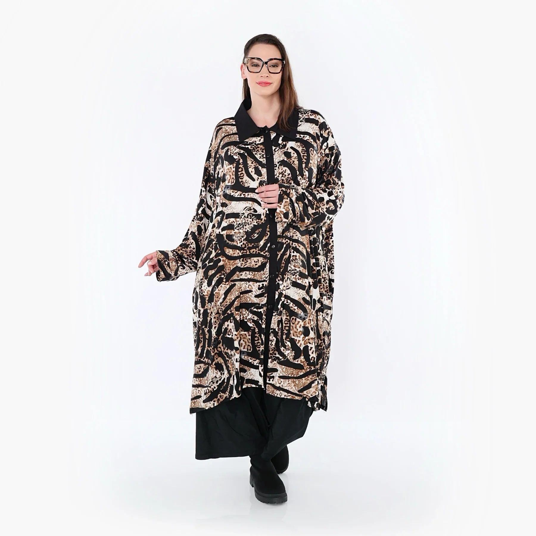 AKH Fashion 7131 Blouse, Noir-Cognac-Blanc