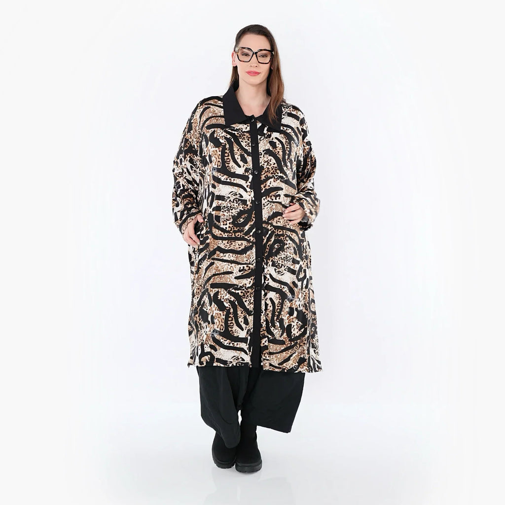 AKH Fashion 7131 Blouse, Noir-Cognac-Blanc