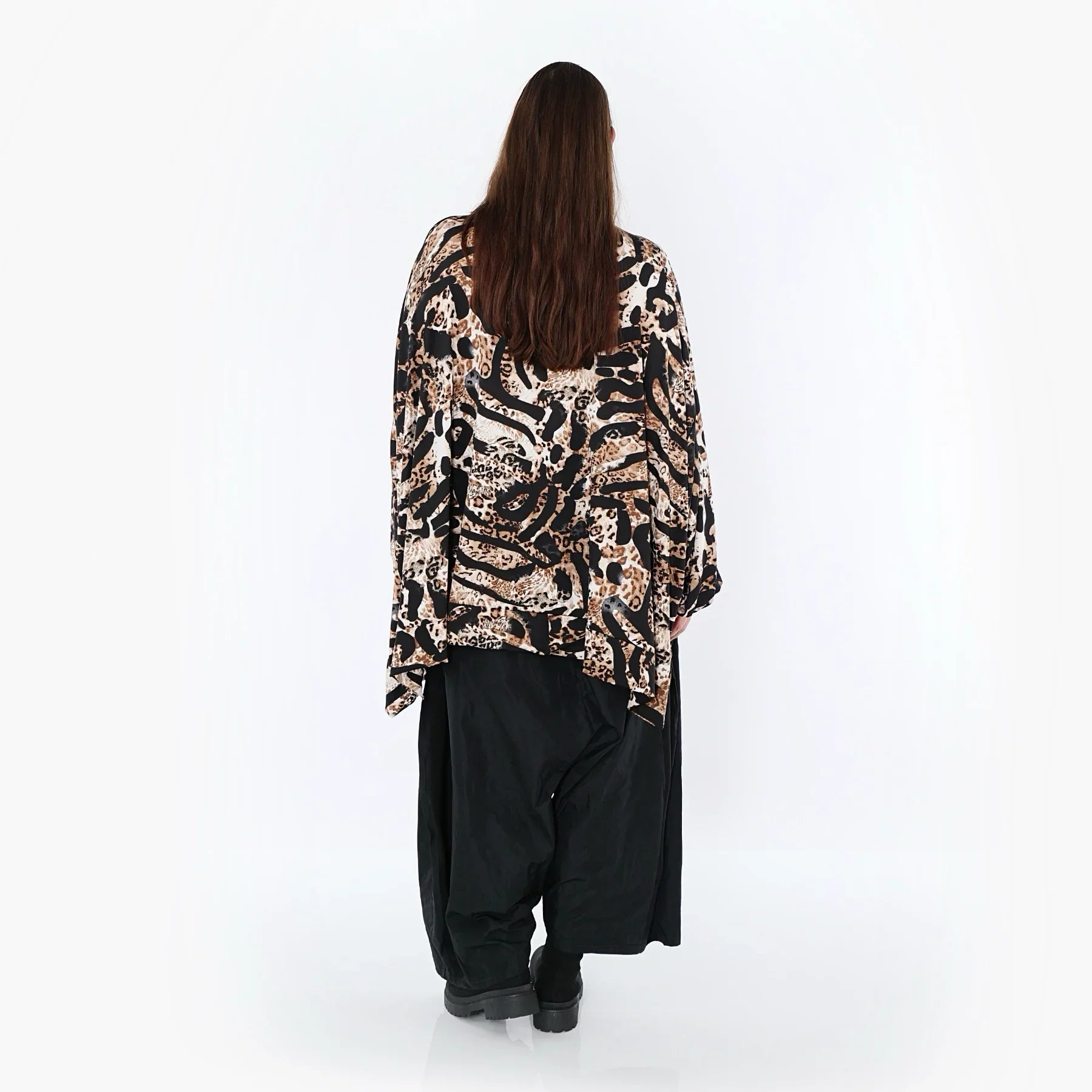 AKH Fashion 7132 Chemisier, Noir-Cognac-Blanc