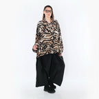 AKH Fashion 7132 Chemisier, Noir-Cognac-Blanc