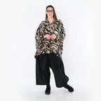 AKH Fashion 7132 Chemisier, Noir-Cognac-Blanc