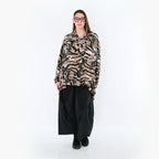 AKH Fashion 7132 Chemisier, Noir-Cognac-Blanc