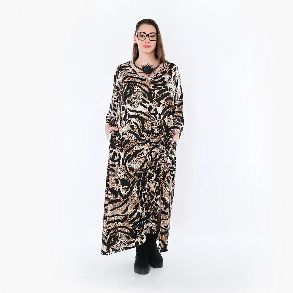 AKH Fashion 7134 Robe, Noir-Cognac-Blanc
