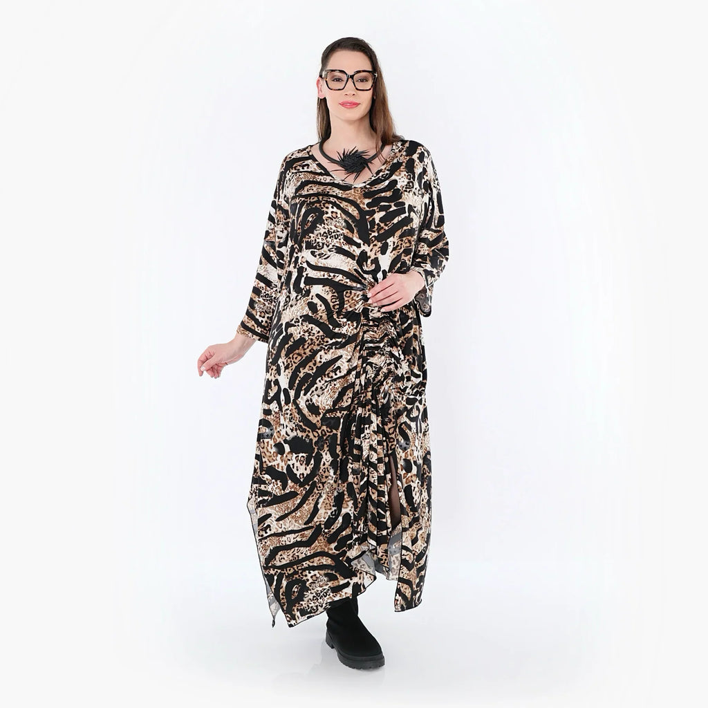 AKH Fashion 7134 Robe, Noir-Cognac-Blanc