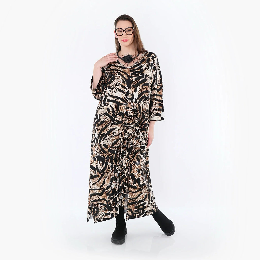 AKH Fashion 7134 Robe, Noir-Cognac-Blanc
