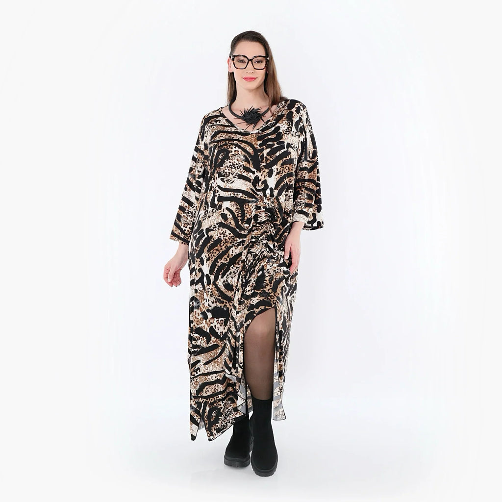 AKH Fashion 7134 Robe, Noir-Cognac-Blanc