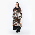 Chemisier AKH Fashion 7131, Noir-Marron-Blanc