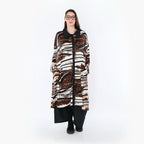 Chemisier AKH Fashion 7131, Noir-Marron-Blanc