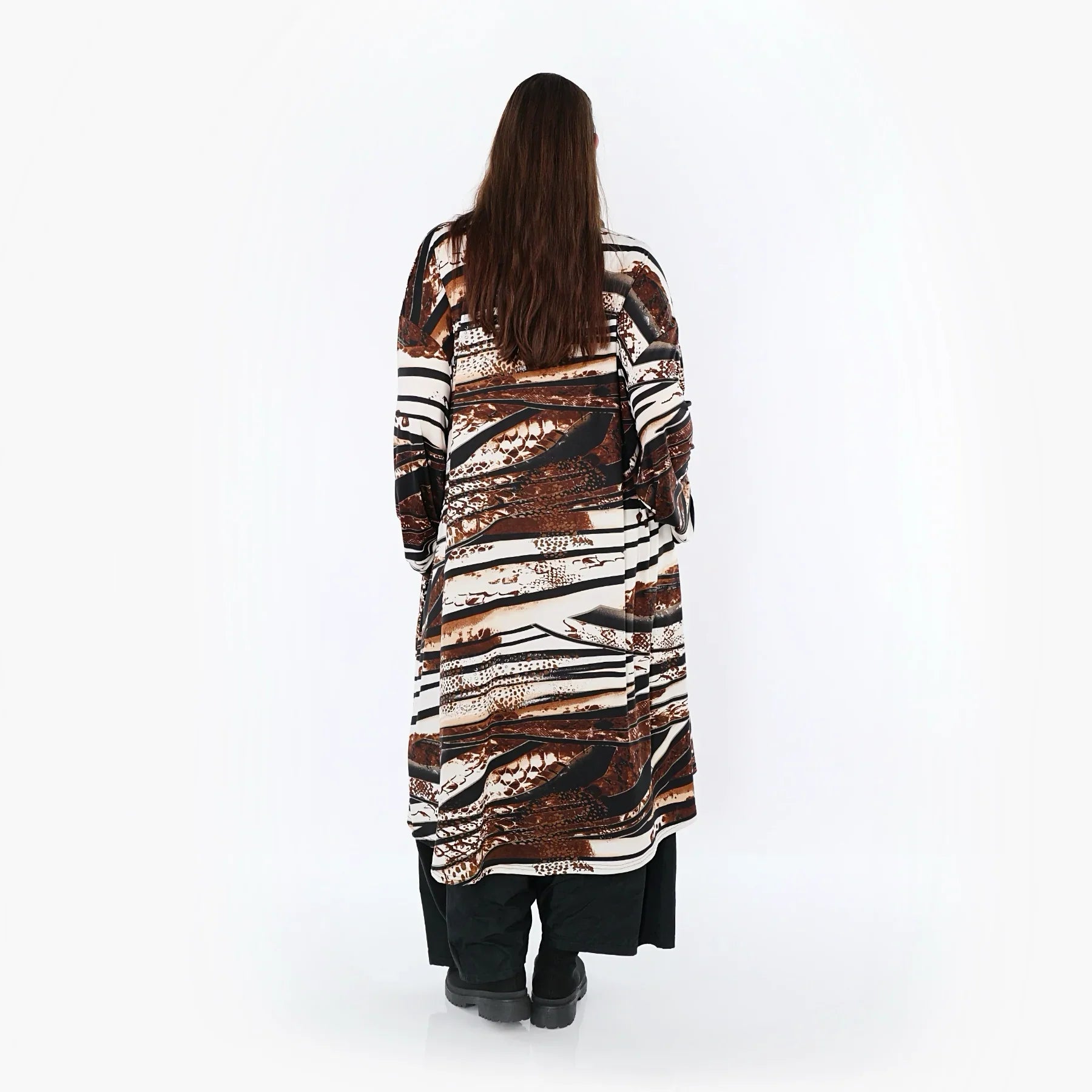 Chemisier AKH Fashion 7131, Noir-Marron-Blanc