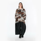 AKH Fashion 7132 Chemisier, Noir-Brun-Blanc