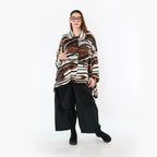 AKH Fashion 7132 Chemisier, Noir-Brun-Blanc