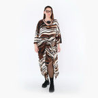 AKH Fashion 7134 Robe, Noir-Marron-Blanc