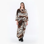 AKH Fashion 7134 Robe, Noir-Marron-Blanc