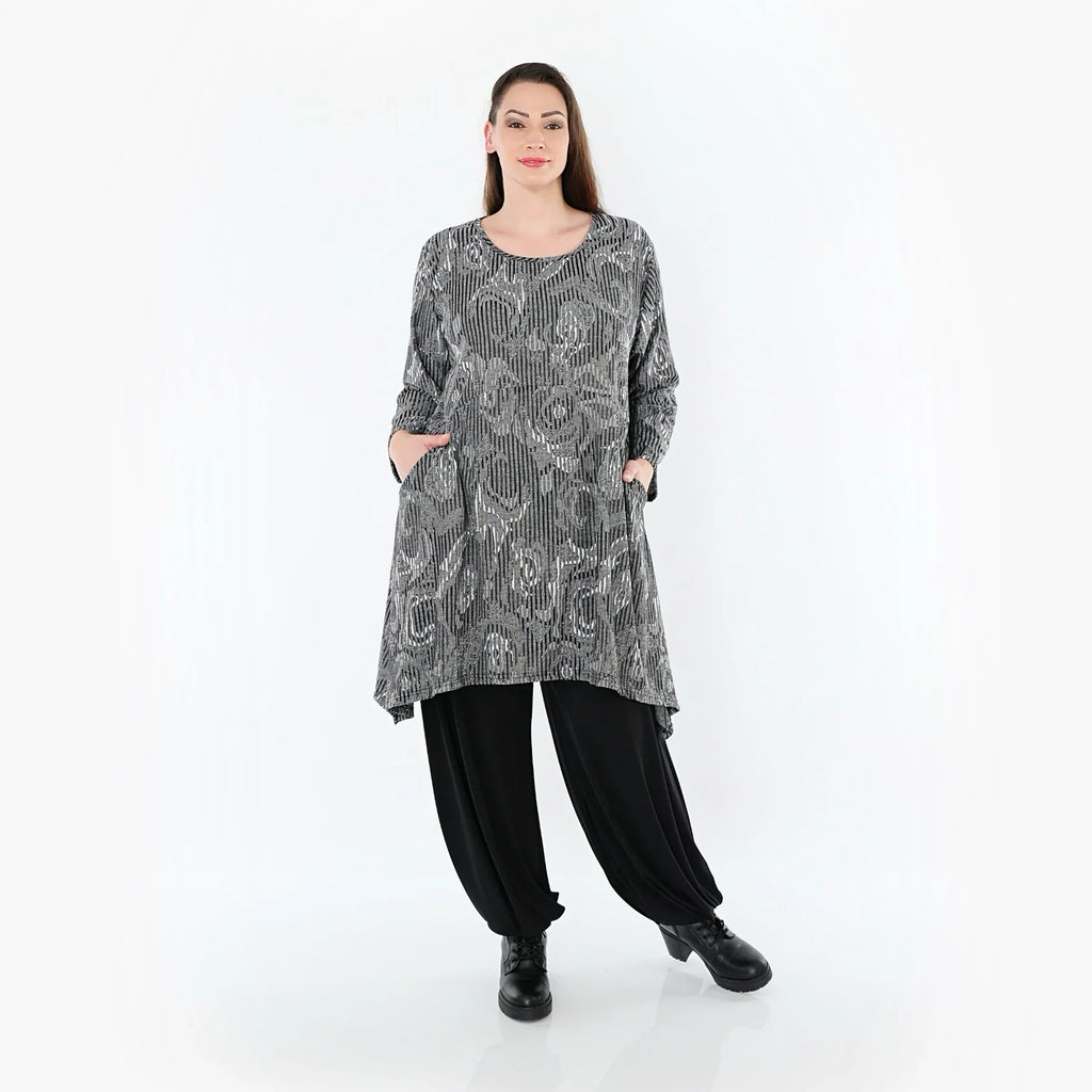 AKH Fashion 521 Chemise, Gris-Noir-Blanc