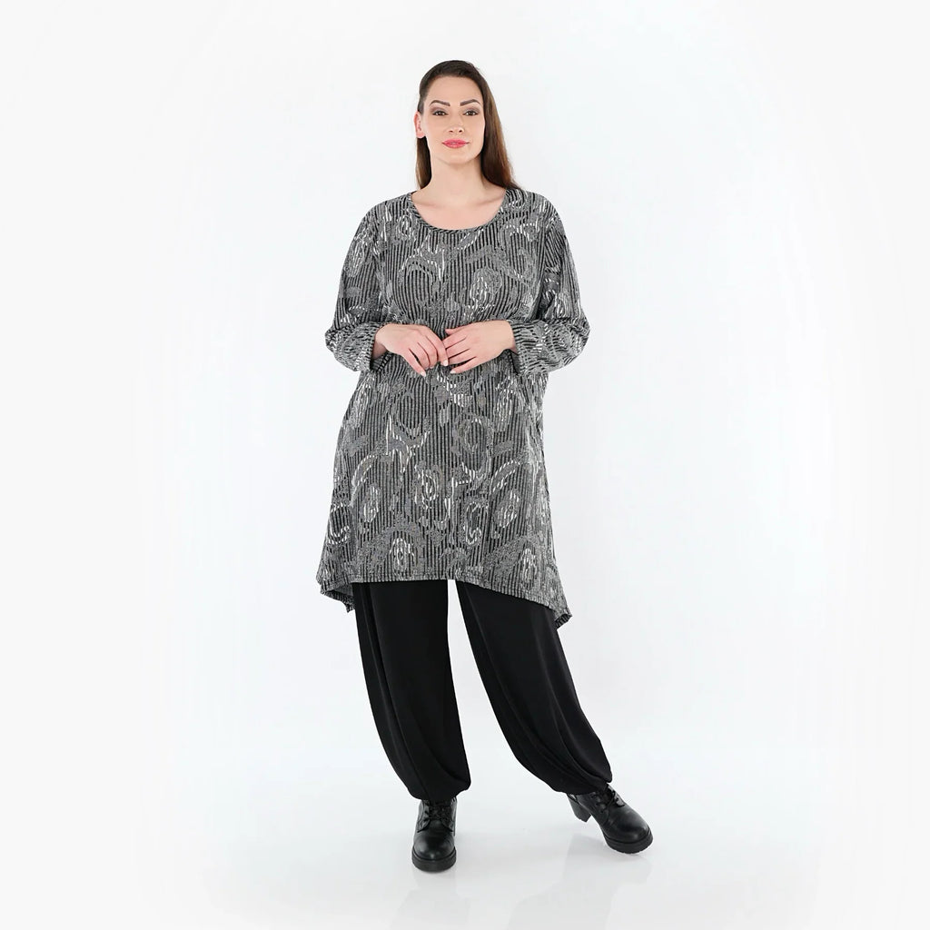 AKH Fashion 521 Chemise, Gris-Noir-Blanc