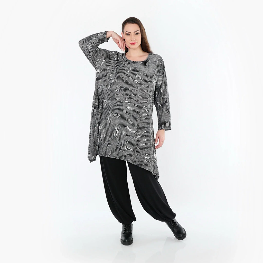 AKH Fashion 521 Chemise, Gris-Noir-Blanc