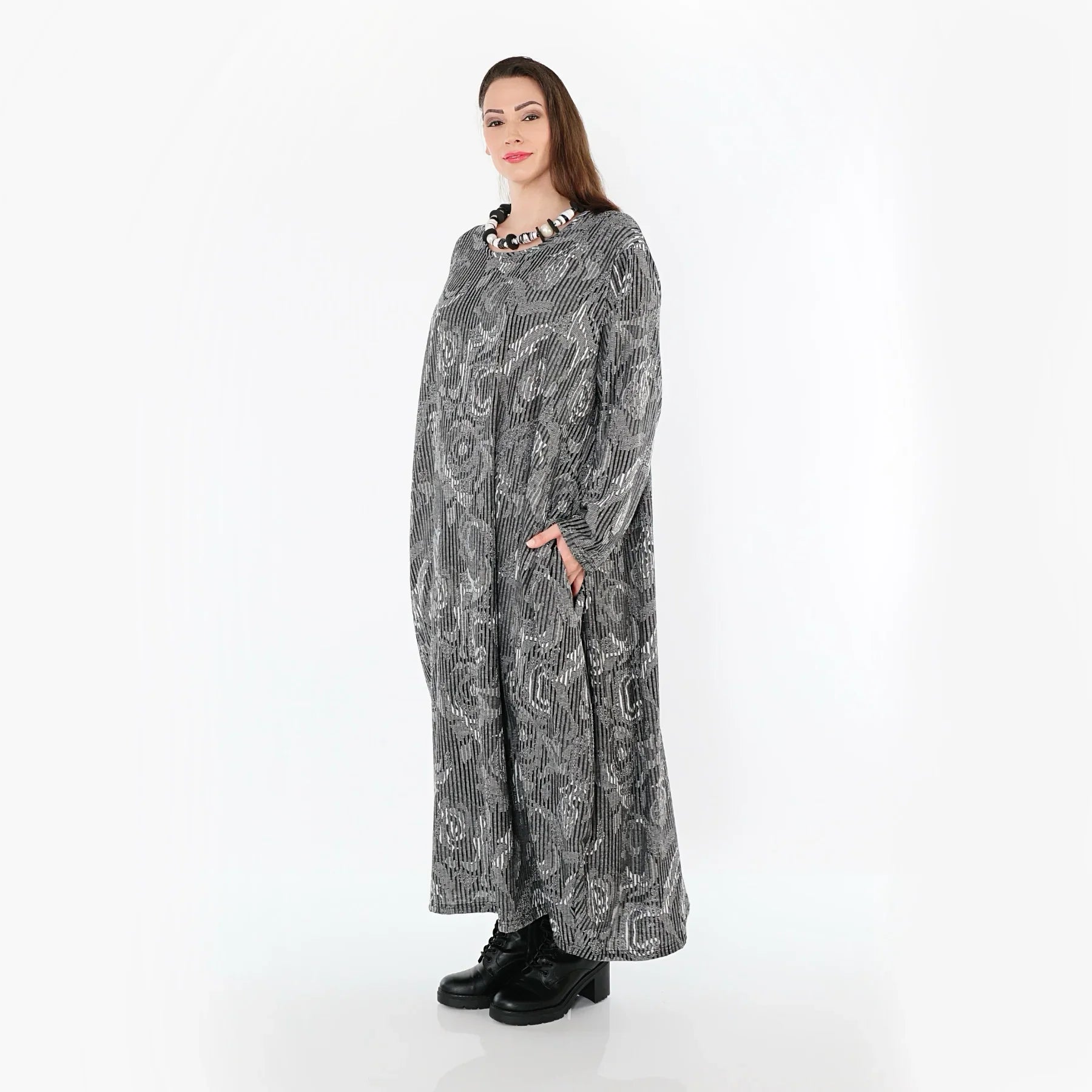 AKH Fashion 1926 Robe, gris-noir-blanc