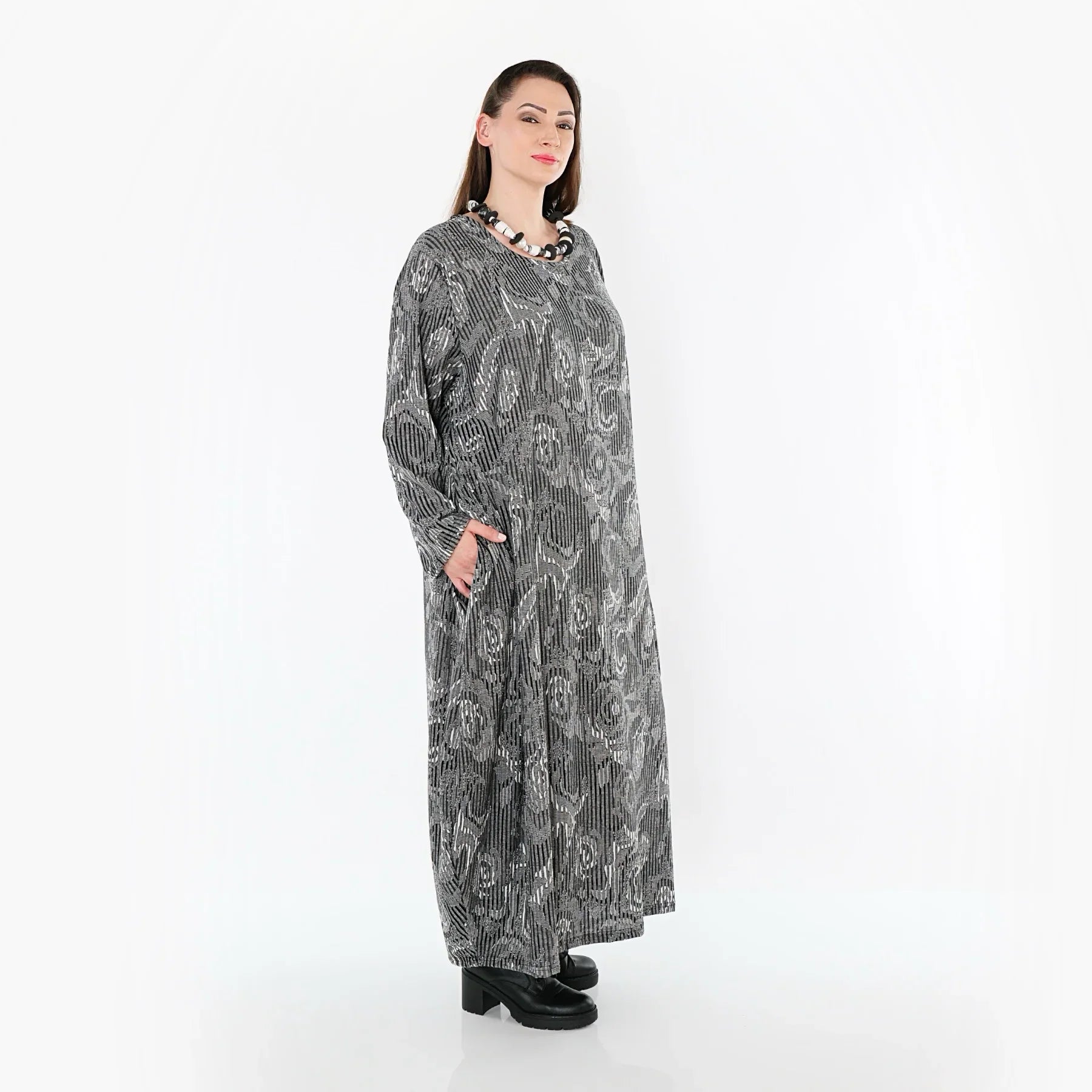 AKH Fashion 1926 Robe, gris-noir-blanc