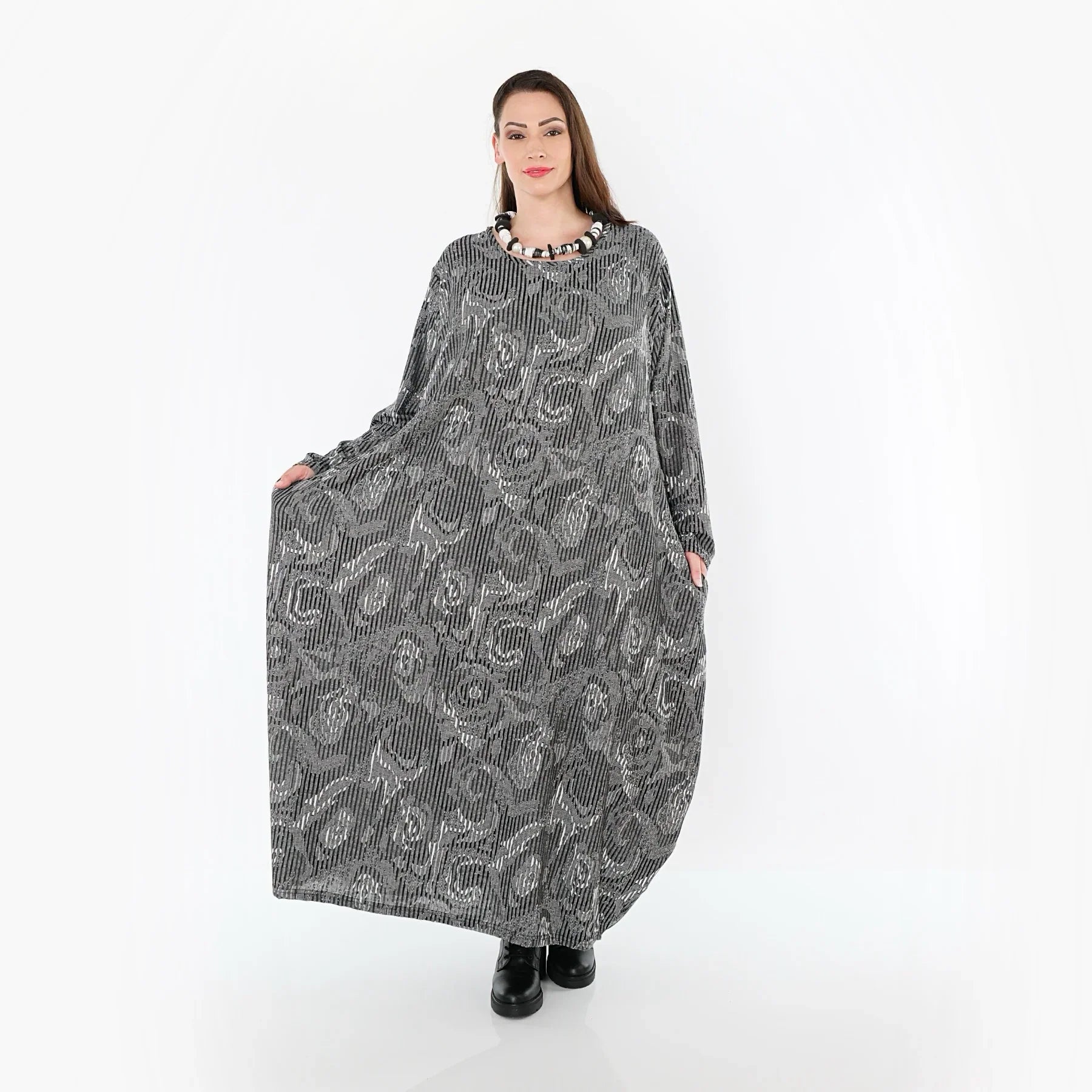 AKH Fashion 1926 Robe, gris-noir-blanc