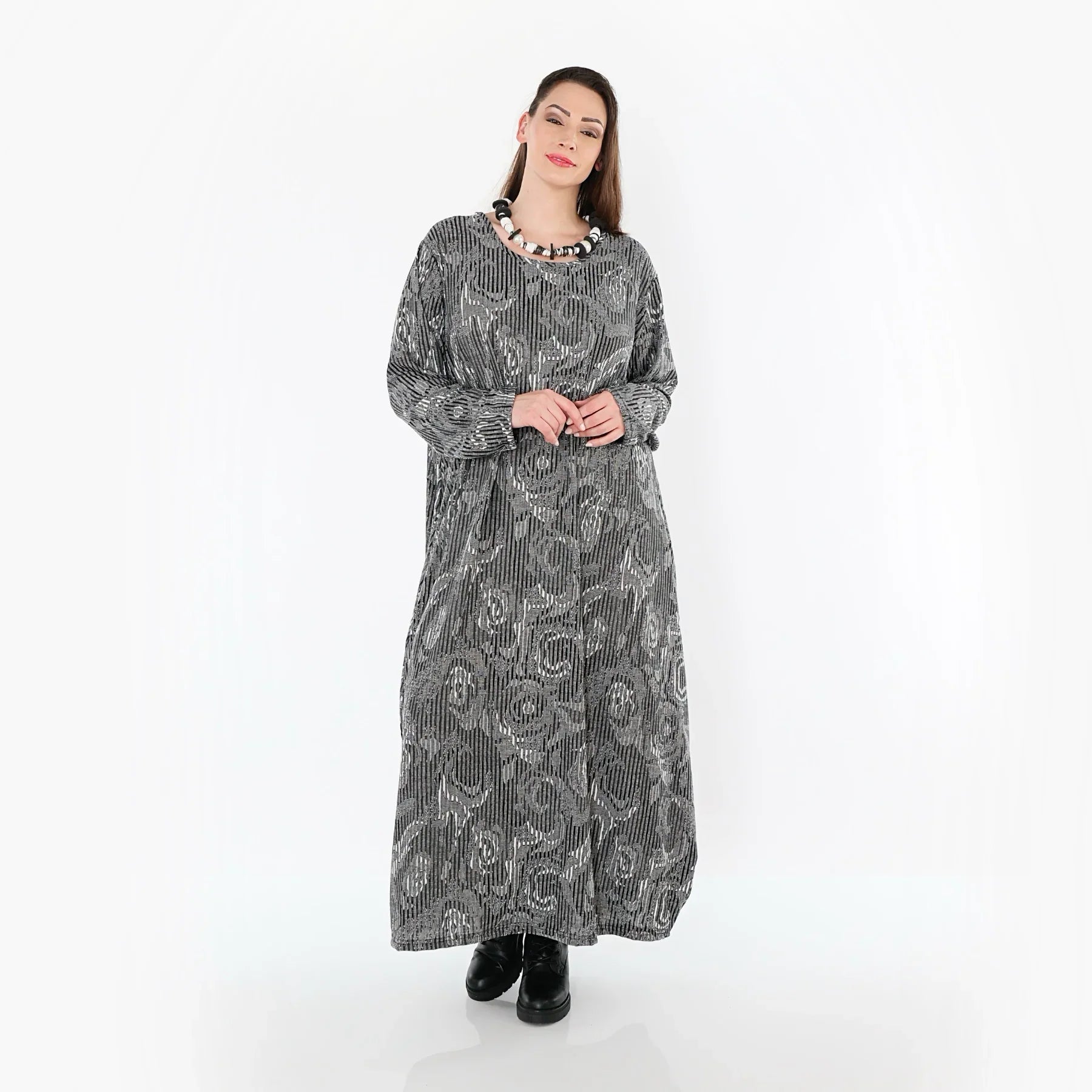 AKH Fashion 1926 Robe, gris-noir-blanc