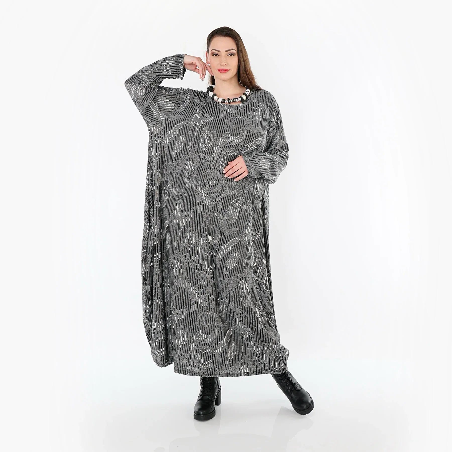 AKH Fashion 1926 Robe, gris-noir-blanc