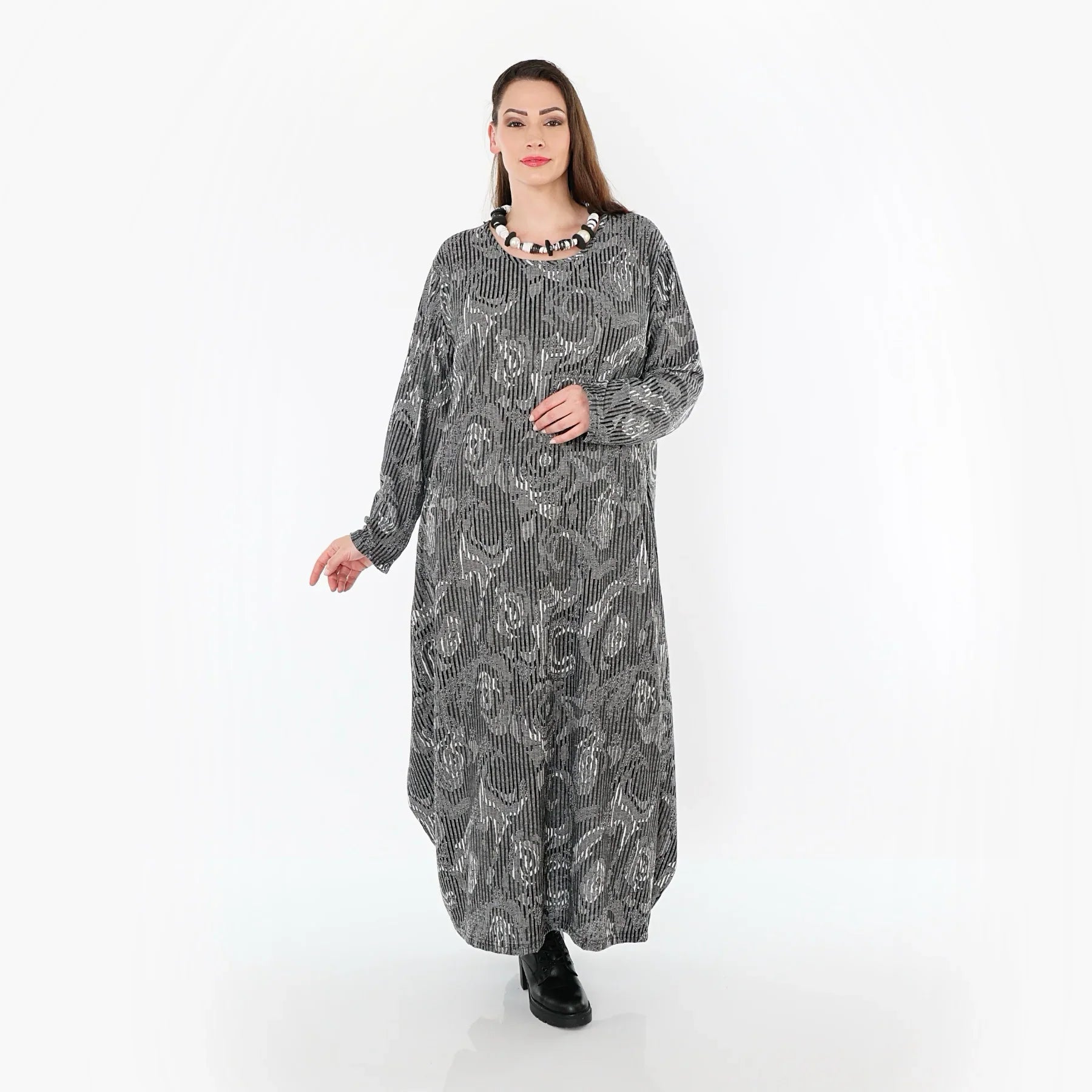 AKH Fashion 1926 Robe, gris-noir-blanc